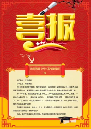 喜报战报海报贺喜金榜题名预览图