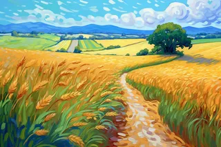 小满一望无际金灿灿麦田希望的田野丰收