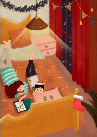 手绘卡通圣诞节插画