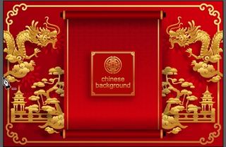 设计新年红色双龙背景