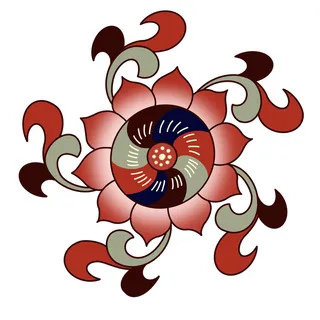 复古中国风国潮敦煌花纹花草插画手绘装饰小元素PSD素材