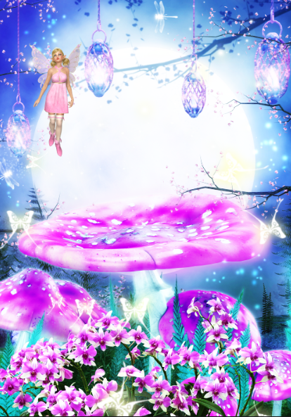 卡通花卉紫色风景