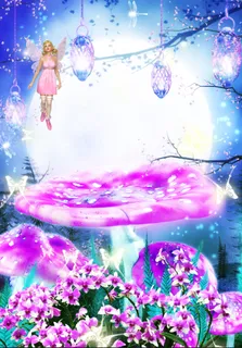 卡通花卉紫色风景 卡通花卉紫色风景