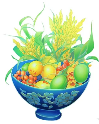 青梅麦子手绘云纹