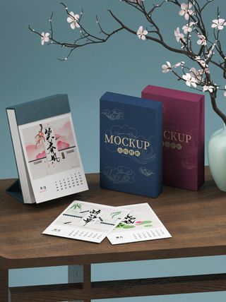 中国风国潮新春春节包装样机模板