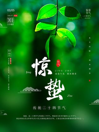 24二十四节气中国风创意惊蛰节日宣传海报模板PSD设计素材
