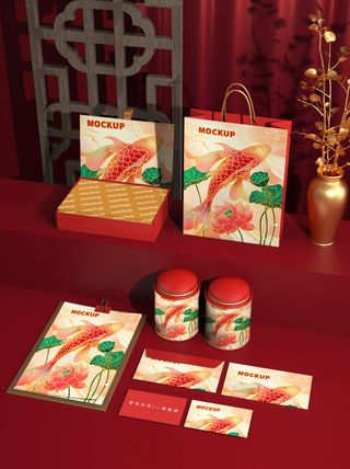 国潮风中式文创纸袋智能样机