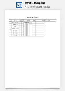 职员统一薪金等级表word模板