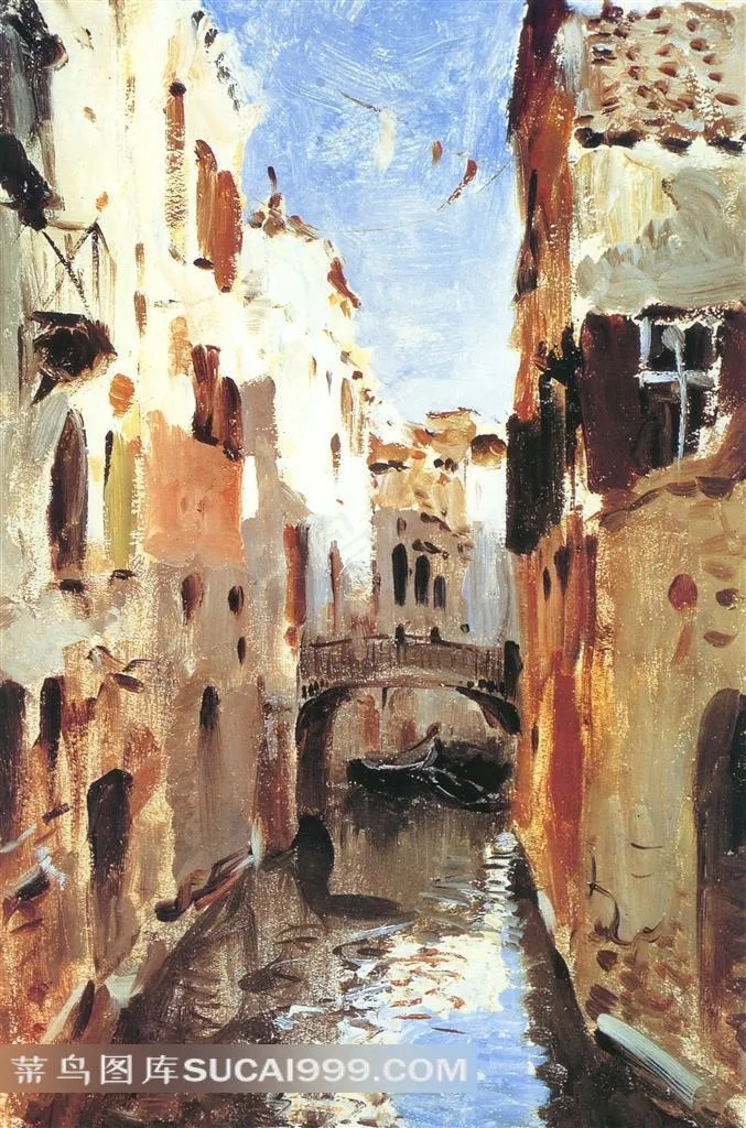 水乡威尼斯油画图片