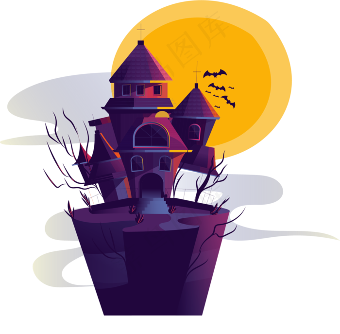 万圣节节日卡通素材城堡