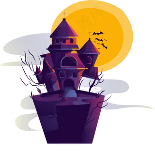 万圣节节日卡通素材城堡