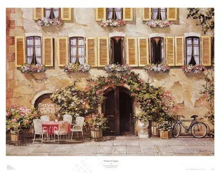 唯美街道店铺油画风景画