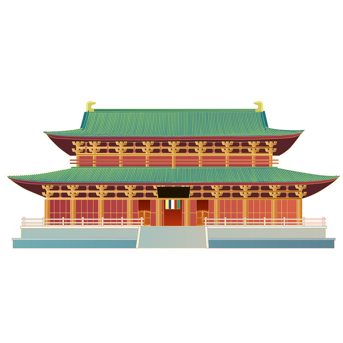 复古中国风国潮古建筑插画手绘高楼古塔AI素材亭子png免抠图ai矢量模版下载