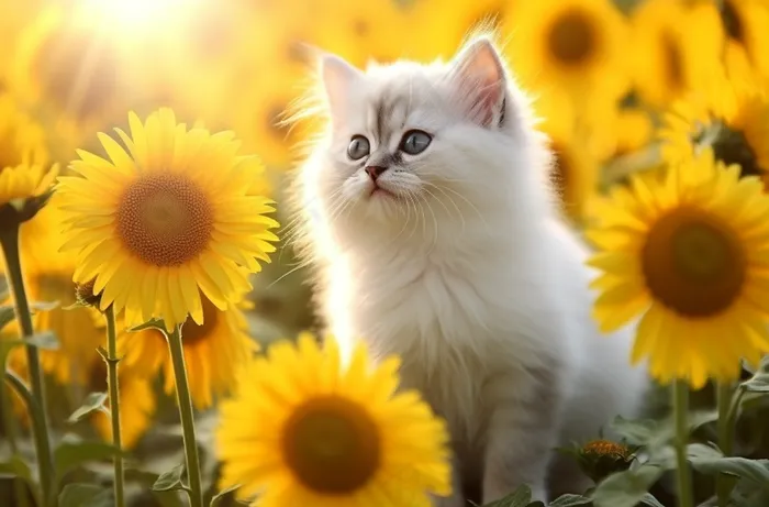 猫咪花丛可爱宠物猫摄影图(4080x2688)