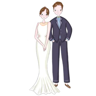 婚纱卡通人物婚礼白纱结婚婚纱摄影手绘