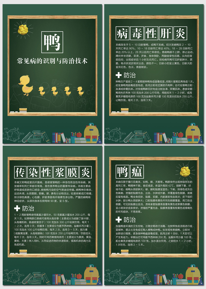鸭常见病的识别与防治技术海报psd模版下载