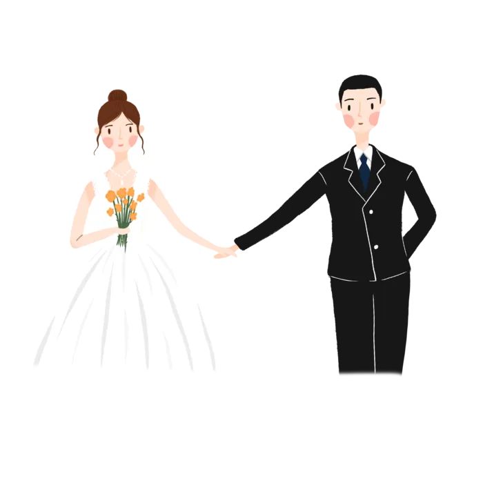 婚纱卡通人物婚礼白纱结婚婚纱摄影手绘