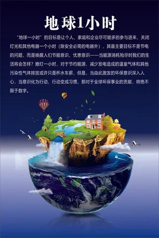 地球一分钟海报版面地球素材