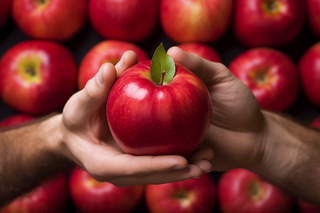 手握红苹果水果摄影图