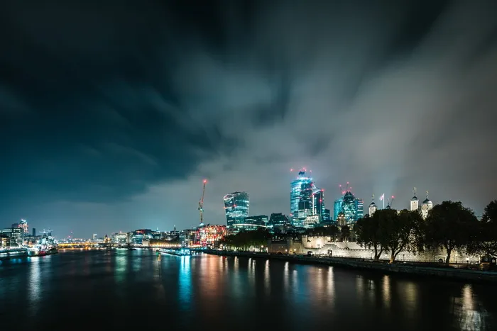 高清唯美城市夜景海边夜景