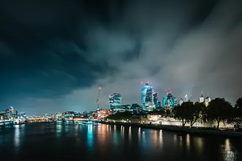 高清唯美城市夜景海边夜景
