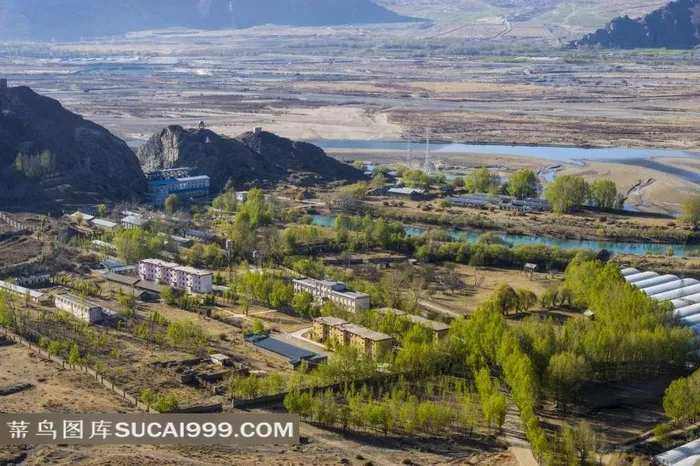 西藏绝美山村风景素材