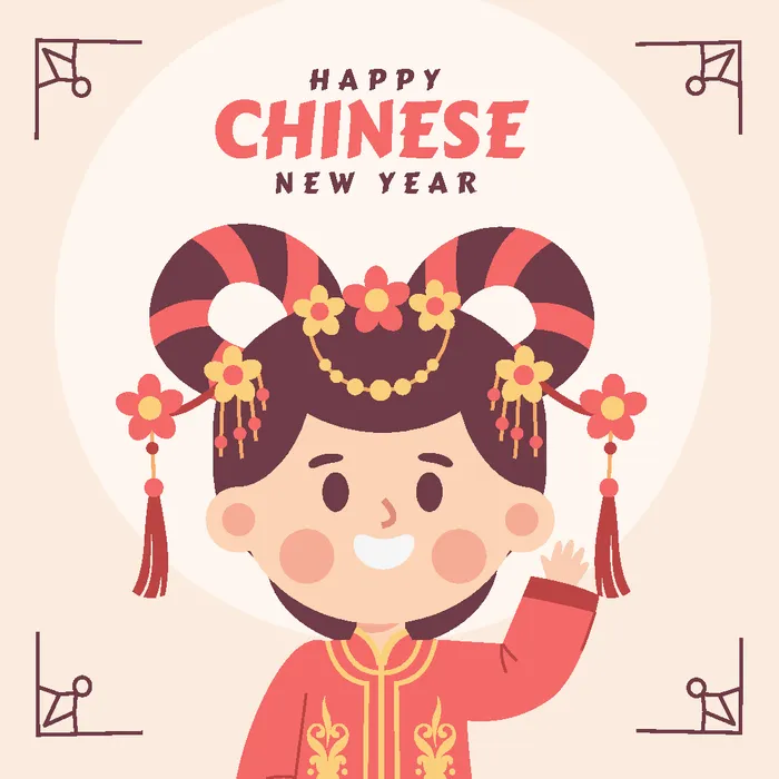 新年虎年中国风人物插画ai矢量模版下载