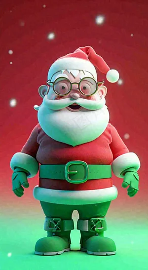 卡通圣诞老人雪花冬天，圣诞节