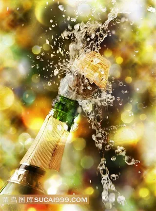香槟酒打开的瞬间