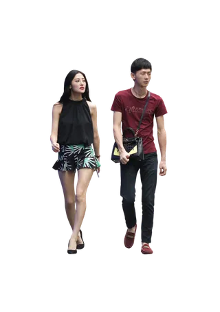 亚裔人物青年情侣免扣素材