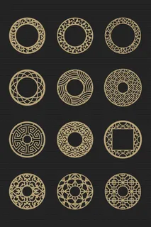 中式古典纹样免抠传统装饰花纹素材