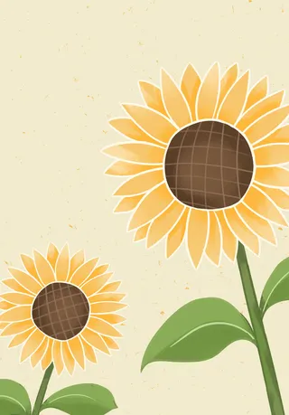 轻质感简约小清新向日葵海报插画