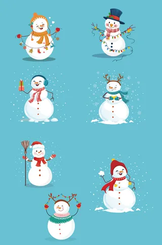 AI矢量雪人元素