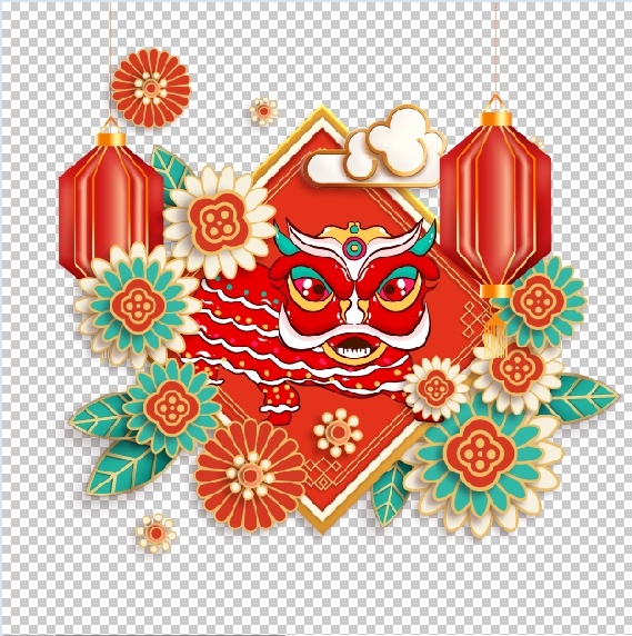 设计祝贺新年舞狮背景