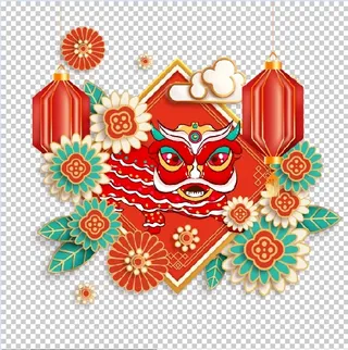 设计祝贺新年舞狮背景
