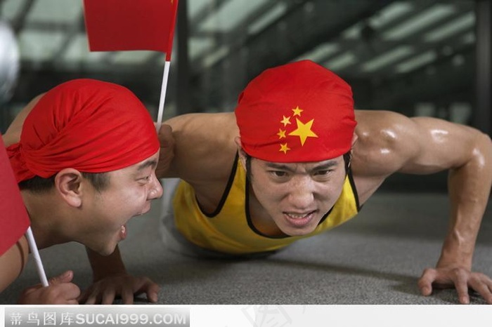 加油中国-锻炼身体的青年