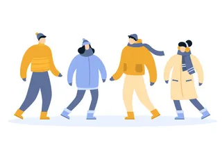 冬天服饰服装冬装穿冬装保暖冬季卡通人物男女装Ai矢量图片素材