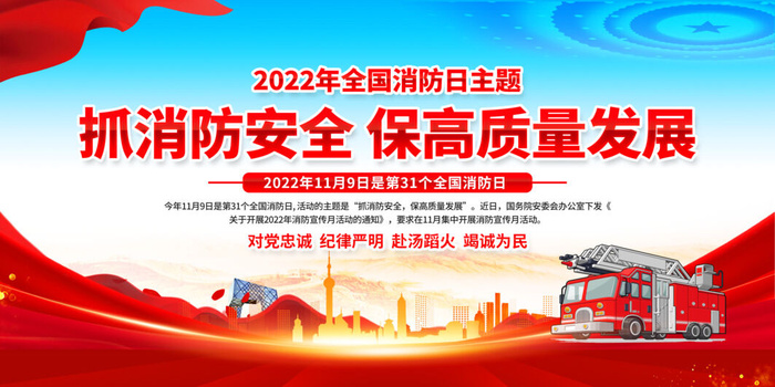 2022消防安全宣传栏展板展馆展厅文化墙psd模版下载