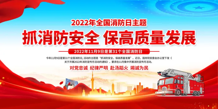 2022消防安全宣传栏展板展馆展厅文化墙psd模版下载