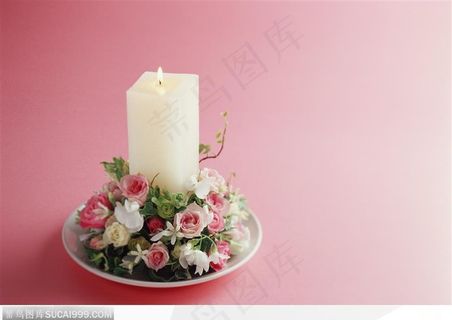 礼物饰品-花中白色蜡烛