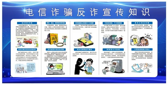 电信诈骗反诈知识宣传展板cdr矢量模版下载