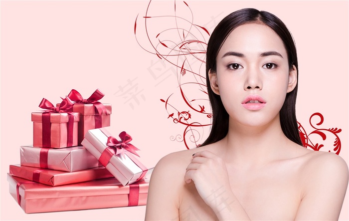 女生和节日礼物