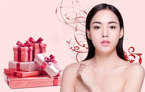 女生和节日礼物