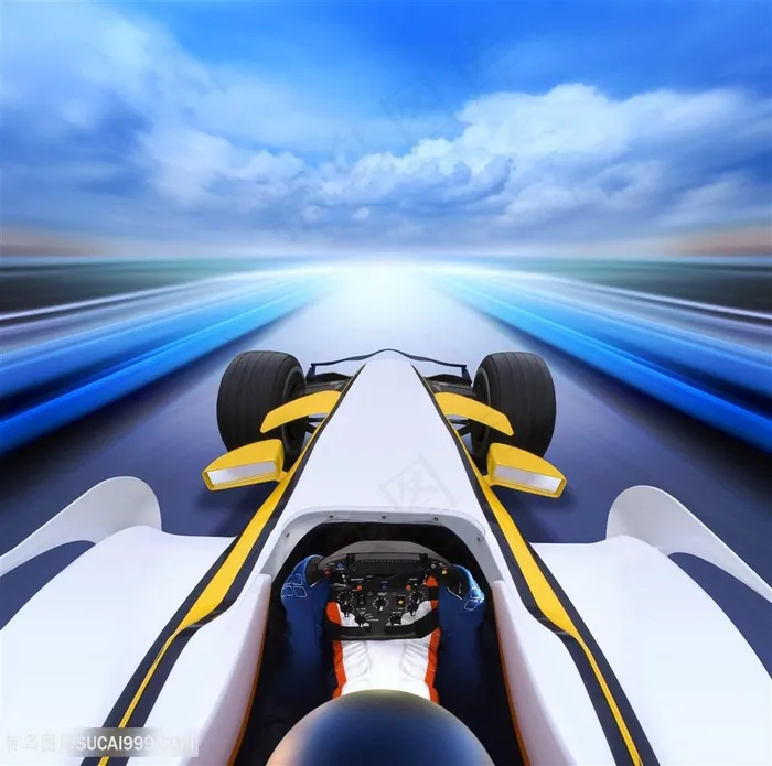 高清f1白色拉风赛车驰骋赛道图片