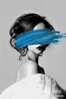 水彩时尚黑白美女装饰画