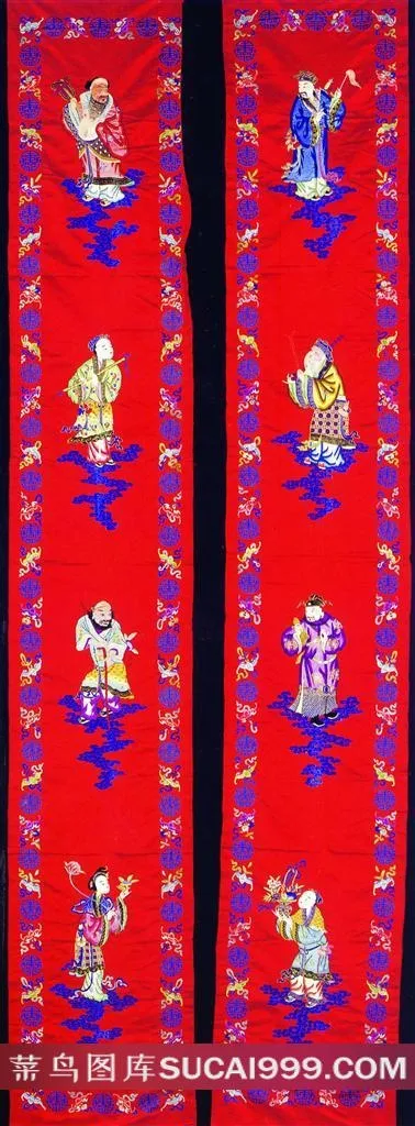 八仙图案刺绣素材