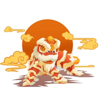 舞狮中秋节元素