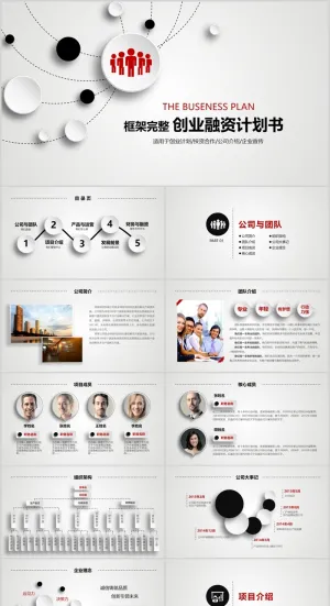 创业 商业融资计划书PPT模板预览图