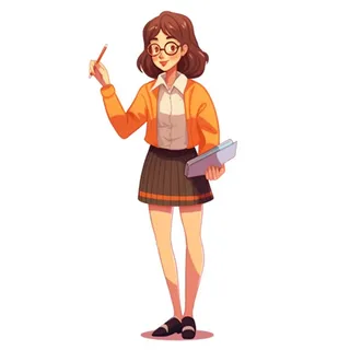 教师女孩拿着笔免抠