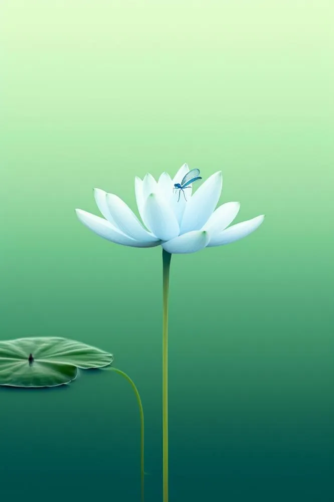 清新浅绿色荷花节气背景(896x1344)